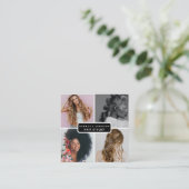 4フォトモダンヘアサロンスタイリスト美しいQRコード スクエア名刺 (スタンド正面)