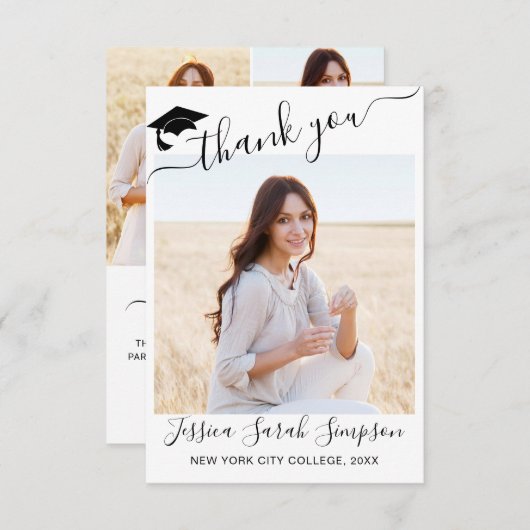 4フォトモダンミニシンプルマリスト卒業  サンキューカード (正面/裏面)