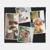 4フォトモダン写真カスタムコラージュ フリースブランケット (正面(横))