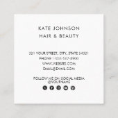 4フォトモダン美容師メイクアップアーティストQRコード スクエア名刺 (裏面)