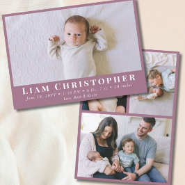 4フォトモダン薄紫パミニマループルシンプル誕生 案内状