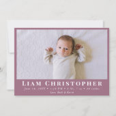 4フォトモダン薄紫パミニマループルシンプル誕生 案内状 (正面)