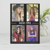 4フォトモデルアクターCompカードブラックテンプレート 招待状 (スタンド正面)