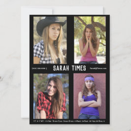 4フォトモデルアクターCompカードブラックテンプレート 招待状