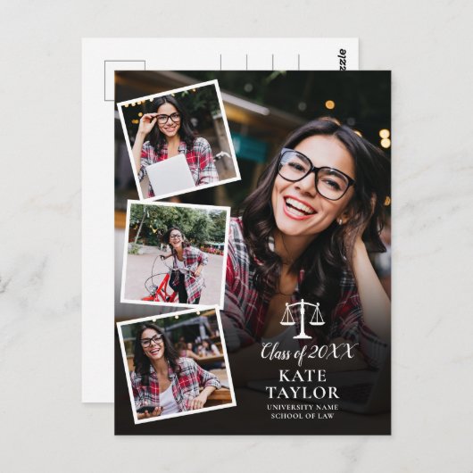 4フォトロースクール卒業パーティー招待状 ポストカード (正面/裏面)