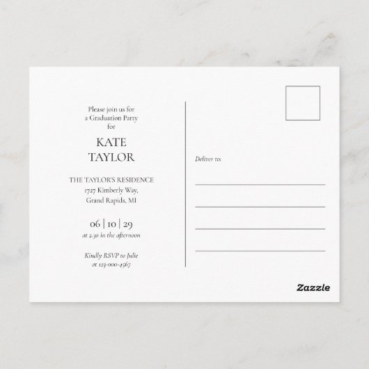 4フォトロースクール卒業パーティー招待状 ポストカード (裏面)