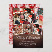 4フォトヴィンテージ素朴クリスマスグリーティングカード シーズンポストカード (正面/裏面)