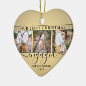 4フォト初めてのクリスマス婚約したフェイク金ゴールドハート セラミックオーナメント (左)
