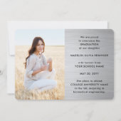 4フォト卒業コラージュつや消しグレーグラデーション 案内状 (裏面)