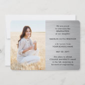 4フォト卒業コラージュつや消しグレーグラデーション 案内状 (裏面)