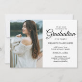 4フォト卒業コラージュシンプルのモダンスクリプト 案内状 (裏面)