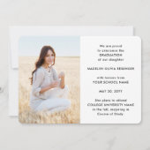 4フォト卒業コラージュシンプルのモダンスクリプト 案内状 (裏面)