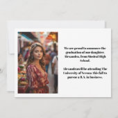 4フォト卒業コラージュシンプルのモダンスクリプト 案内状 (裏面)