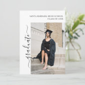 4フォト卒業コラージュ白黒スクリプト 招待状 (スタンド正面)