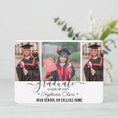 4フォト卒業コラージュ白黒スクリプト 案内状 (スタンド正面)