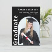 4フォト卒業パーティエレガントブラック&ホワイト 招待状 (スタンド正面)