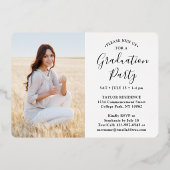 4フォト卒業パーティ白エレガントと金ゴールド 箔招待状 (裏面)