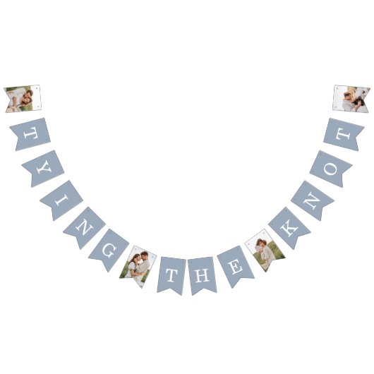 4フォト婚約パーティほこりっぽい青いバンティングフラグ バンティングフラッグ (全)