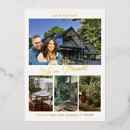 4フォト引っ越しました5 x 7フォイルプリント発表 箔招待状