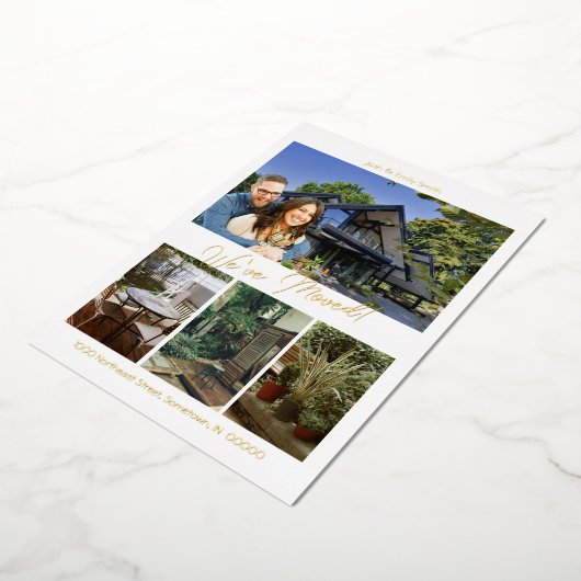 4フォト引っ越しました5 x 7フォイルプリント発表 箔招待状 (回転した状態)