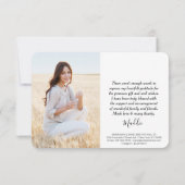 4フォト新しいアドレスモダンスクリプトの卒業 サンキューカード (裏面)