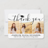 4フォト新しいアドレスモダンスクリプトの卒業 サンキューカード (正面)