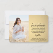 4フォト新しいアドレスモダンブラック&金ゴールド卒業 サンキューカード (裏面)