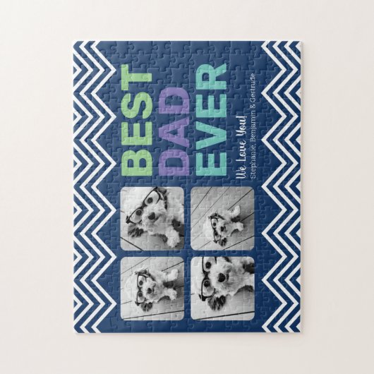 4フォト最高のパパEver – あいさつお洒落つ ジグソーパズル (縦)