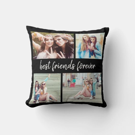 4フォト最高のフレンズフォーエバーブラック クッション (正面)
