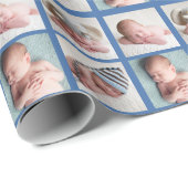 4フォト男の赤ちゃんブルーカスタムかわいい誕生日 ラッピングペーパー (ロールコーナー)