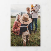 4フォト3折クリスマスカード水色 三つ折りクリスマスカード (カバー)