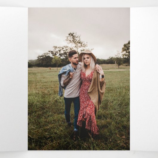 4フォト3折クリスマスカード水色 三つ折りクリスマスカード (内部中)