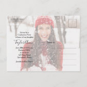 4フォト(鳥)ショウジョウコウカンチョウレッド卒業パーティー招待状 ポストカード (裏面)