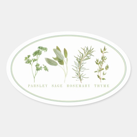 4フレッシュハーブ楕円形ステッカー 楕円形シール (正面)