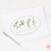 4フレッシュハーブ楕円形ステッカー 楕円形シール (封筒)