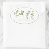 4フレッシュハーブ楕円形ステッカー 楕円形シール (バッグ)