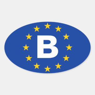 4ベルギー"B"の欧州連合の旗 楕円形シール