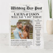 4ページの結婚式 プログラムユニーク結婚新聞 カード (正面)