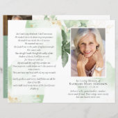 4ページの緑の葬式プログラム (正面/裏面)