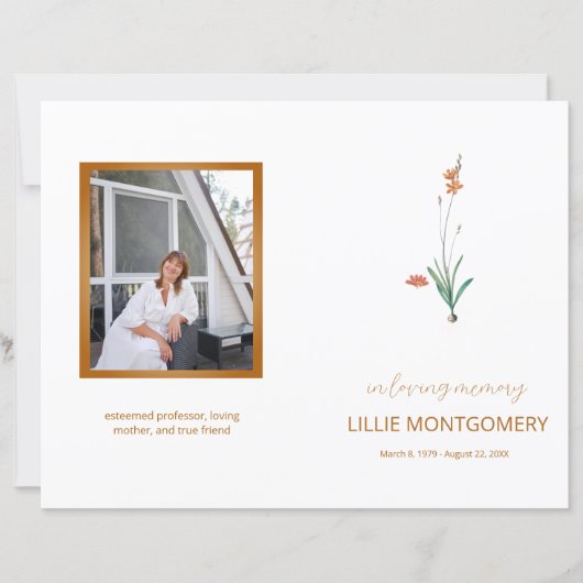 4ページの花フローラ葬儀プログラム (正面)