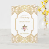 4ページ《キリスト教》洗礼式や命名式招待状及びプログラム金ゴールド 華美 カード (黄色い花)