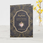 4ページBAPTISM招待状及びプログラム金ゴールド 華美 カード (黄色い花)