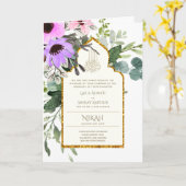 4ページNIKAH WALIMA招待状ピンクフローライスラーム カード (黄色い花)