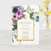 4ページNIKAH WALIMA招待状ピンクフローライスラーム カード (黄色い花)