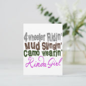 4ホイーラーリジン泥スリングイン迷彩柄ウェアラインキンダガール ポストカード (スタンド正面)