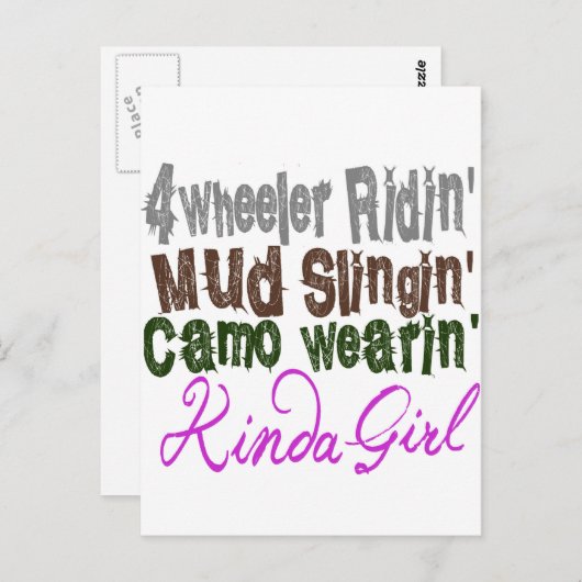 4ホイーラーリジン泥スリングイン迷彩柄ウェアラインキンダガール ポストカード (正面/裏面)