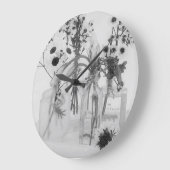 4ボトルと白い花 ラージ壁時計 (傾斜)