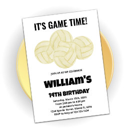 4ボールバレーボール誕生日招待状 招待状