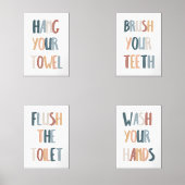 4ポスターの水彩boho浴室セット (正面)