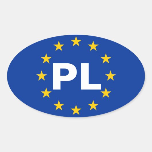 4ポーランド「PL」欧州連合(EU)国旗 楕円形シール (正面)